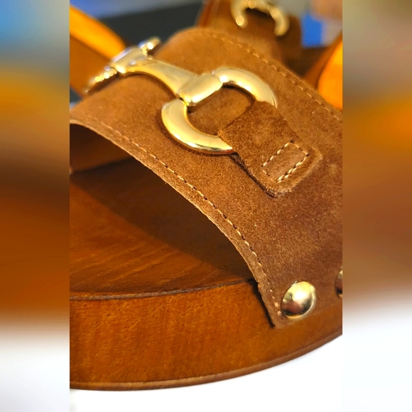 Charles David Kid Suede Platform Sandals, Cognac Suede, Women's Size 9 - Picture 3 of 8